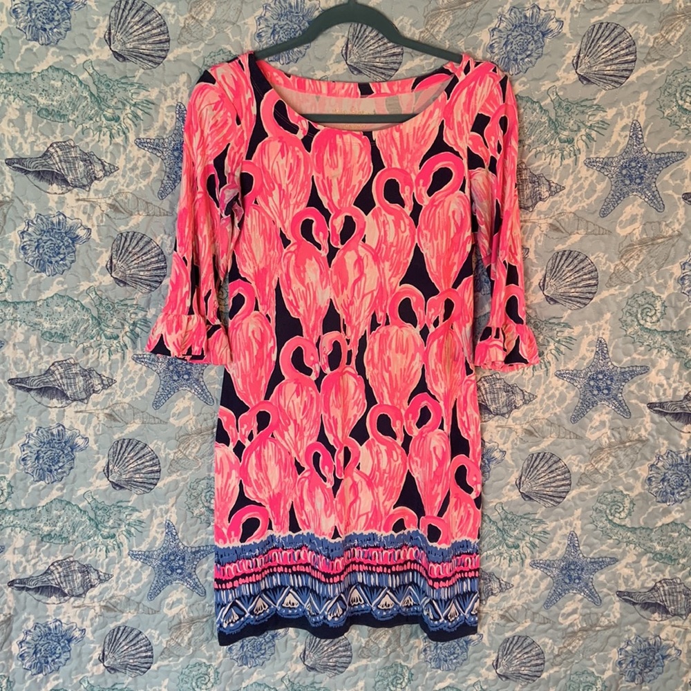 Lilly Pulitzer pink flamingo dress size XS